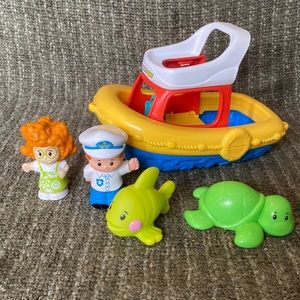 Little People tug boat and figures, Fisher-Price